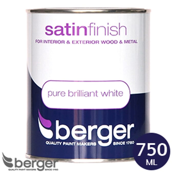 Berger Satin Finish Pure Brilliant White 750ml Home Bargains