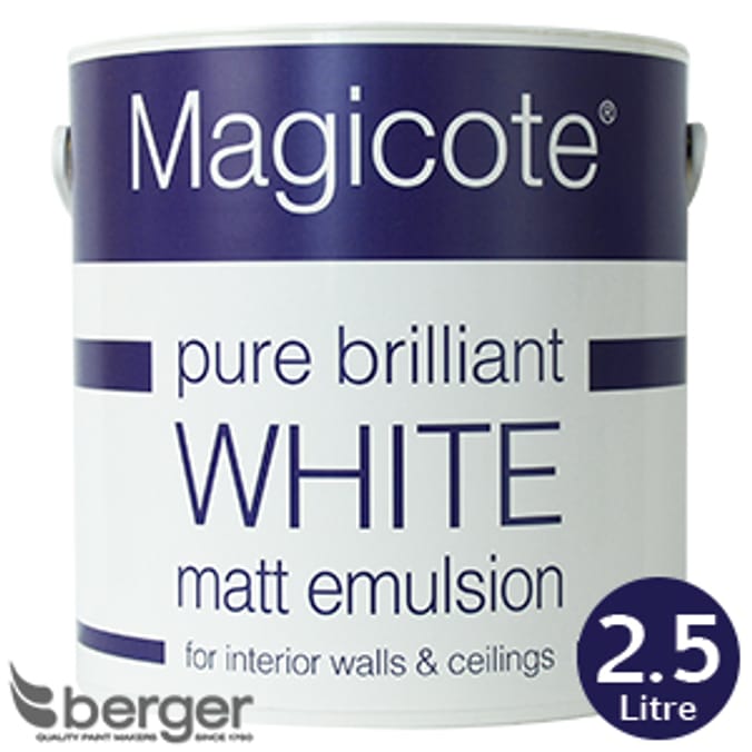Magicote Matt Emulsion Pure Brilliant White 2.5L litre decorate