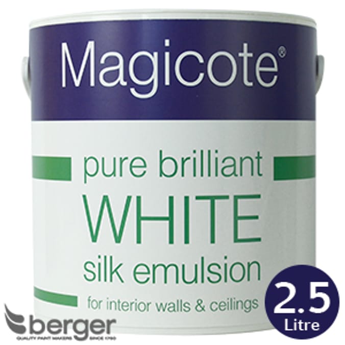 Magicote Silk Emulsion Pure Brilliant White 2.5L litre decorate