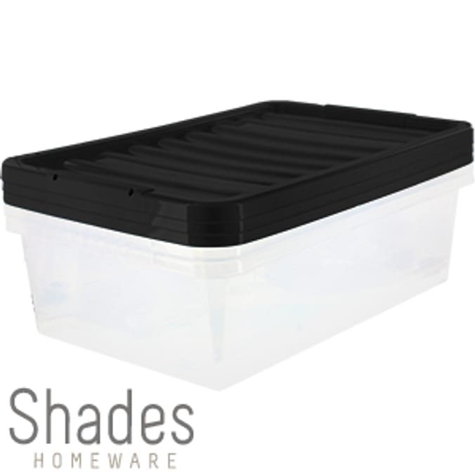 3 x 32 Litre Underbed Storage Platinum Boxes Black Home Bargains