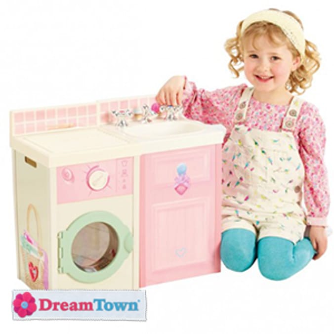 Dream Town Rose Petal Kitchen childrens dress up accessories washing machine sink unit Home Bargains