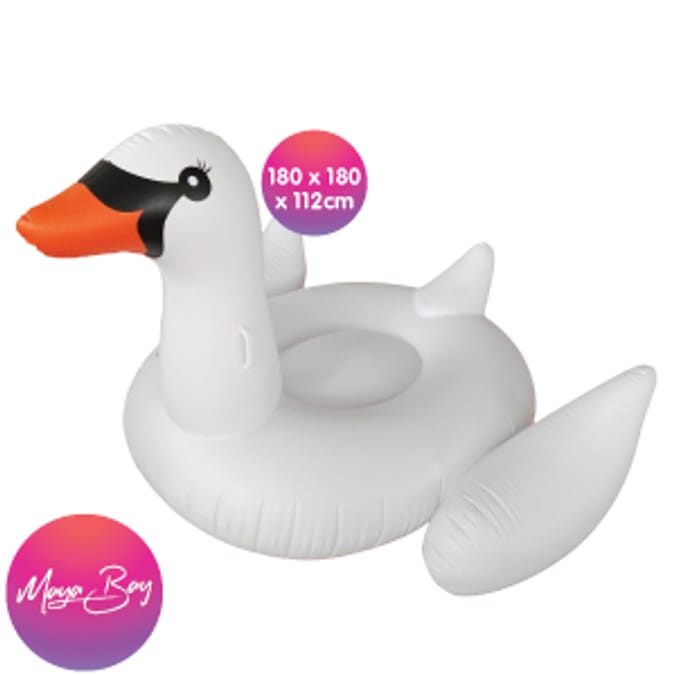 Maya Bay Giant Inflatable Swan Pool Float summer pool party rideon