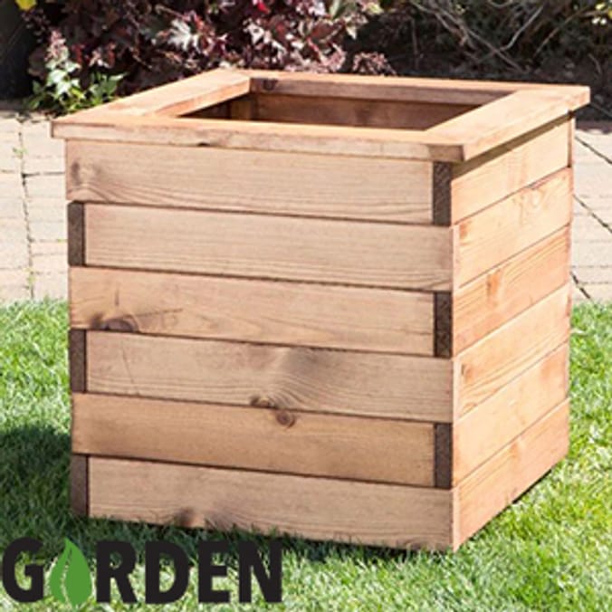 Large Wooden Square Garden Planter 51cm x 51cm x 44cm outdoor flower