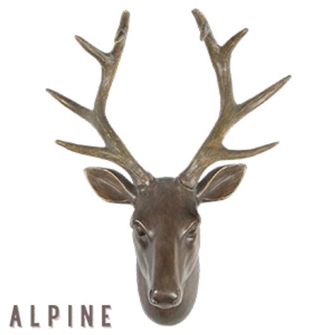Alpine Stag Head Wall Mount Wood Effect Home Bargains