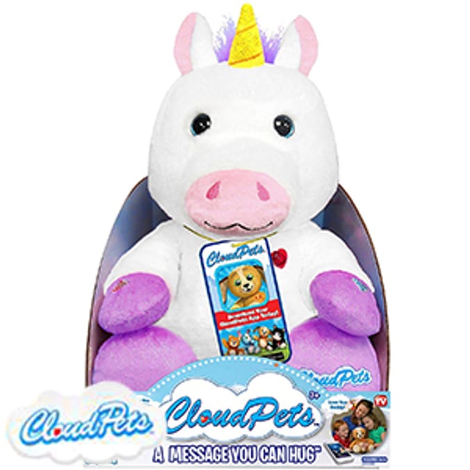 CloudPets Interactive Huggable Messenger White Unicorn talking cuddly soft toy cloud pets talking Home Bargains