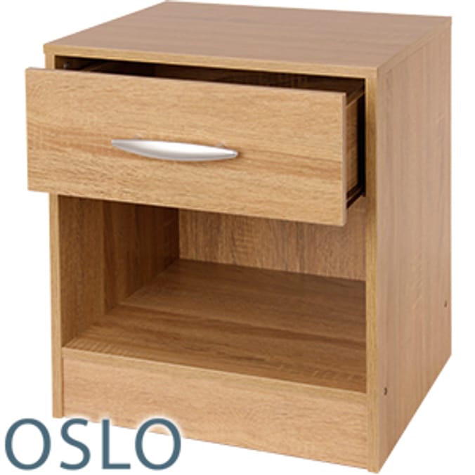 Oslo One Drawer Bedside Table furniture bedroom living room unit Home Bargains