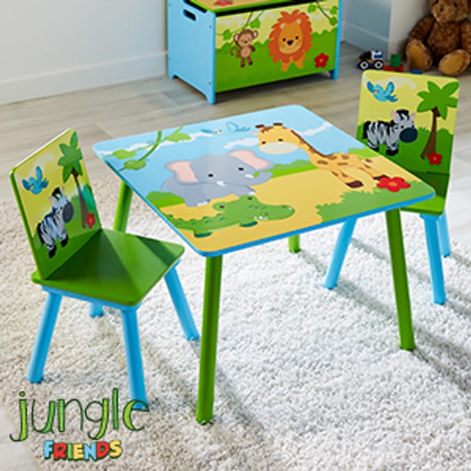 Jungle Friends Wooden Table Chairs Set childrens bedroom safari