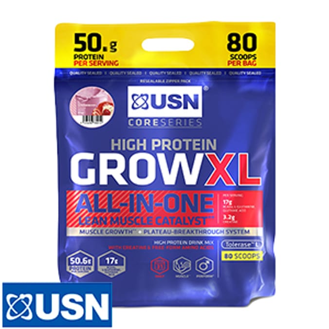 USN Core Series High Protein Grow XL Strawberry (5 x 4kg bags) Home