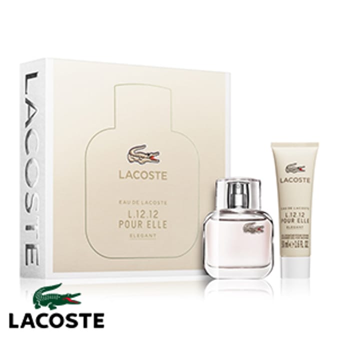 Lacoste L.12.12 Pour Elle Elegant EDT Gift Set eau de lacoste eau de toilette perfume fragrance shower gel Home Bargains