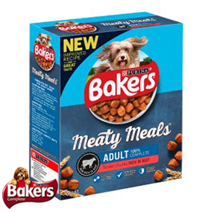 Bakers Meaty Meals Adult Dry Dog Food Beef Case of 4 Purina protein complete Home Bargains