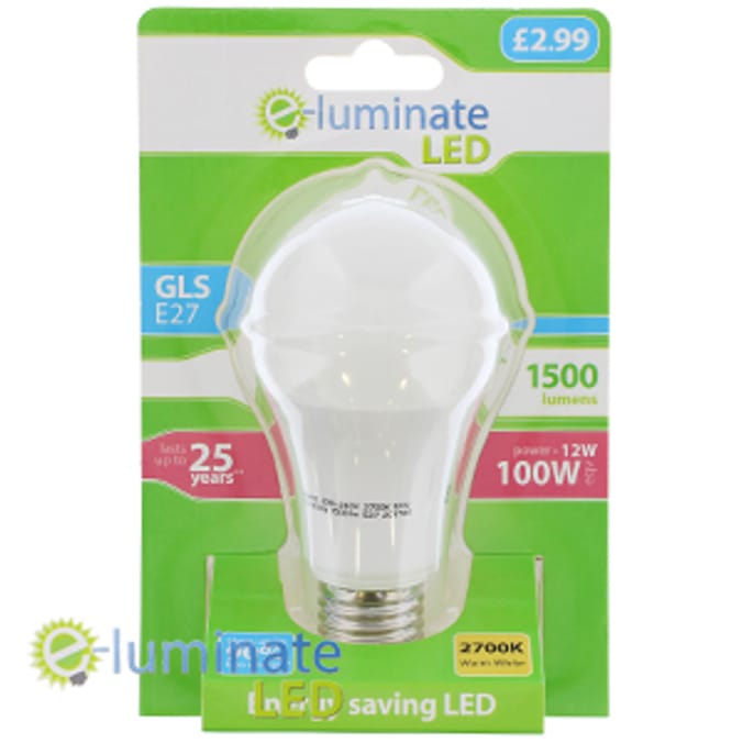 e-Luminate LED GLS E27 Warm White (Case of 6)