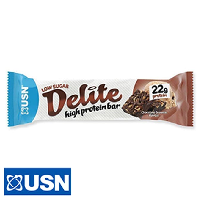 USN Delite Chocolate Brownie High Protein Bar (Case of 12) low sugar