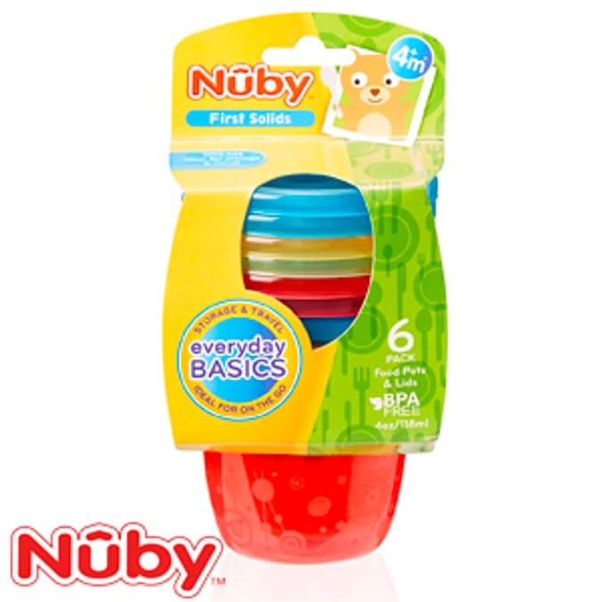 Nuby First Solids Food Pots & Lids 6Pack baby food care travel snack