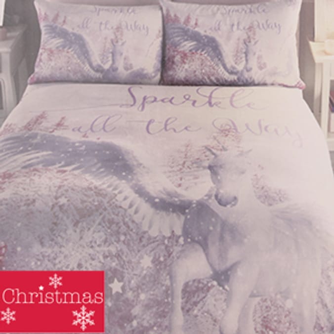 Sparkle Unicorn Single Duvet Cover Set bedding Home Bargains