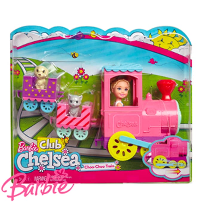 Barbie Club Chelsea Choo Choo Train ride doll toys pink puppy