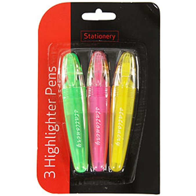 Stationery Highlighters 3 Pack Home Bargains