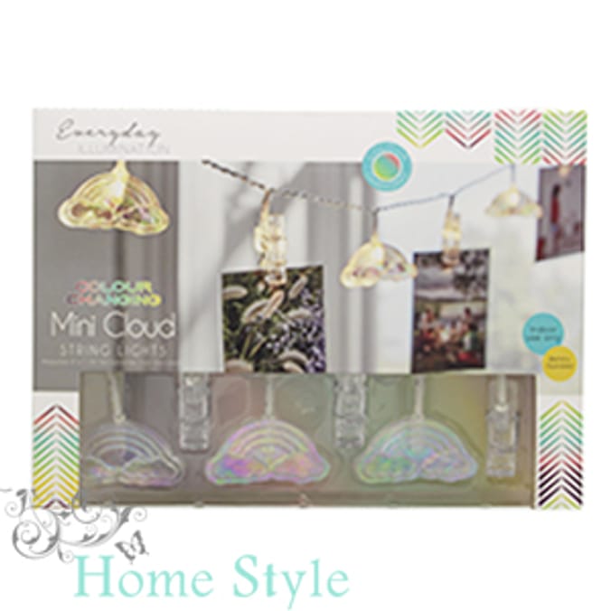 Colour Changing Mini Cloud LED String Lights clip peg photo frame