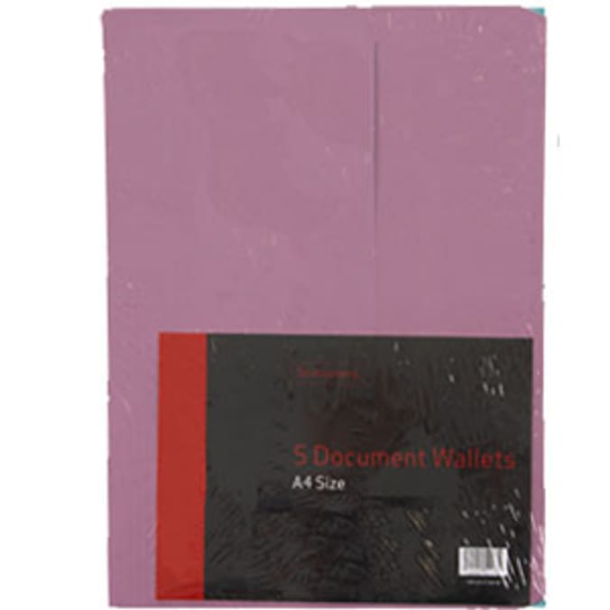 Stationery A4 Document Wallets 5 Pack Home Bargains
