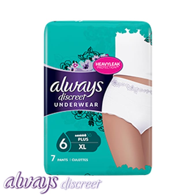 Always Discreet Underwear Plus 6 (14 x Size XL Pants), incontinence