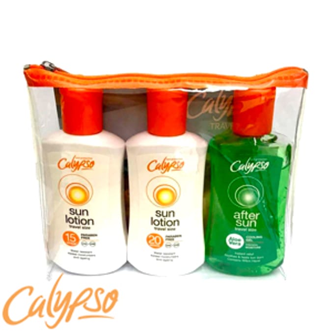 Calypso Travel Bag (3 x 100ml Bottles) sunlotion sun lotion after sun aftersun lotion aloe vera