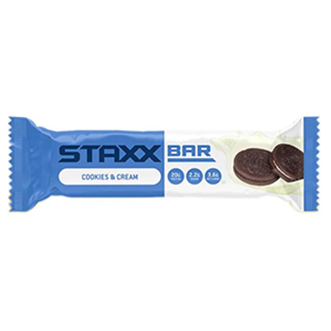 STAXX Protein Bar Cookies & Cream (Case of 12) cookies n cream creme protein dynamix fibre diet