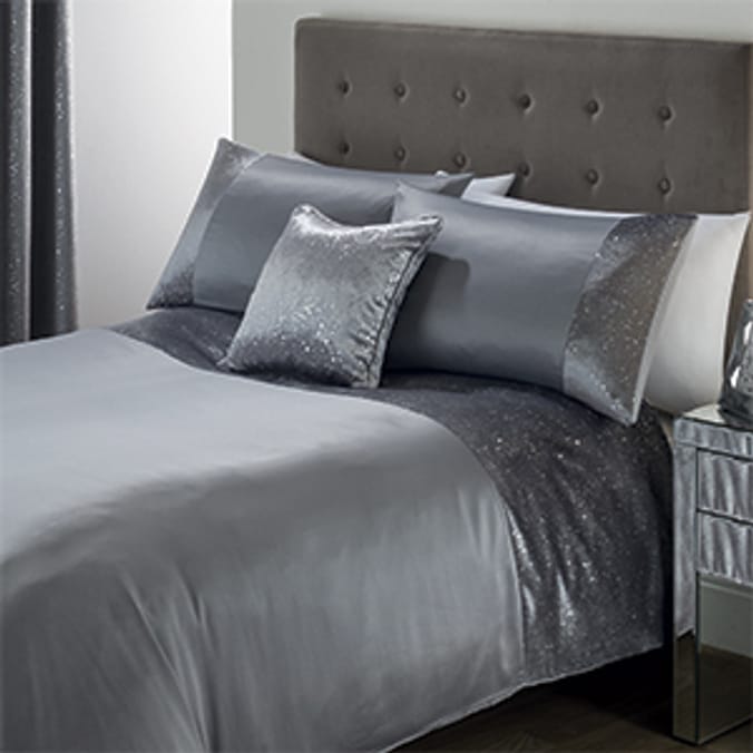 Luxury Splash Foil Bedding Set Silver, bedding Home Bargains