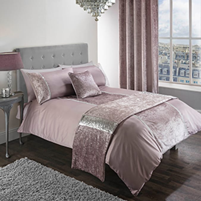 Luxury Crushed Velvet Sequin Runner, bedding , duvet sets Home Bargains