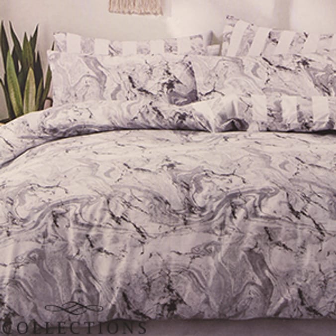 Home Collections Grey Marble Printed Duvet Set, bedding , duvet sets