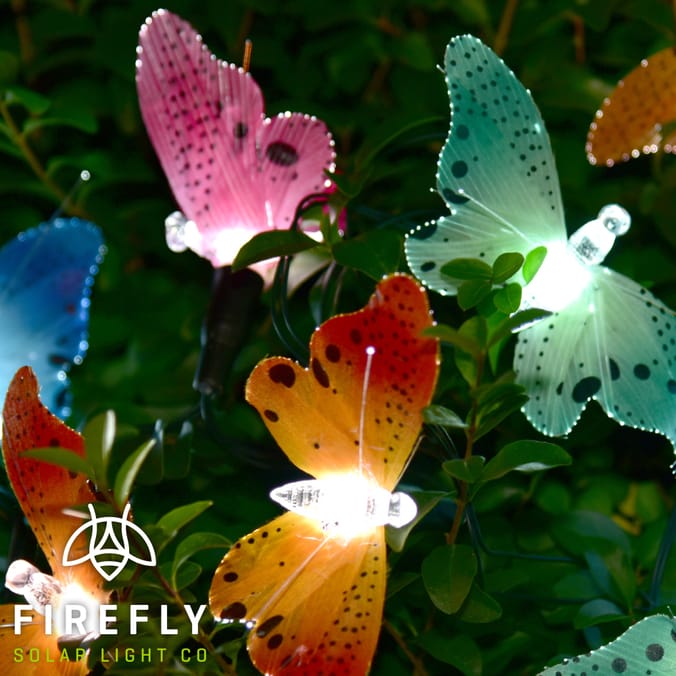 Garden Solar Powered Fibre Optic Butterfly String Lights | Home