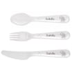 Personalised Hessian Elephant 3 Piece Plastic Cutlery Set