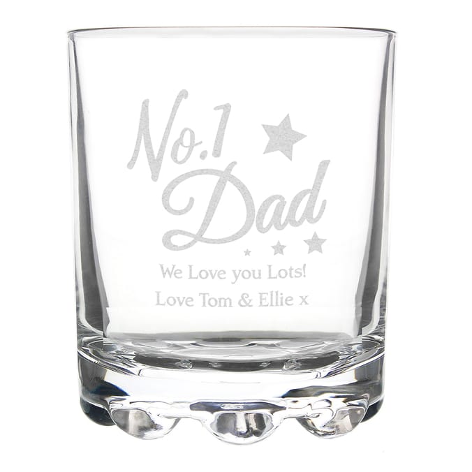 Personalised No.1 Dad Tumbler glass whiskey whisky glass short, father