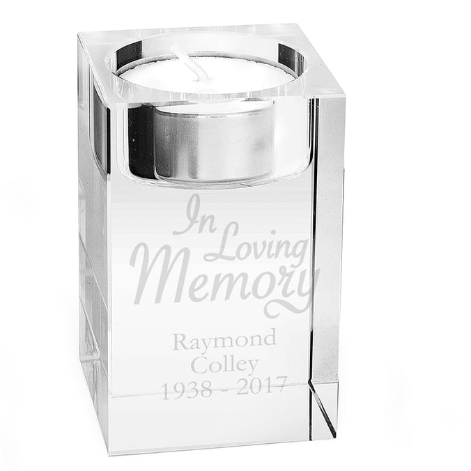 Personalised 'In Loving Memory' Glass Tea Light Holder