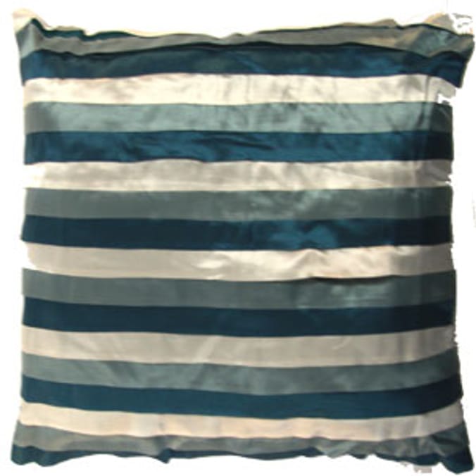 Exquisite Ribbon Bands Cushion Teal Home Bargains