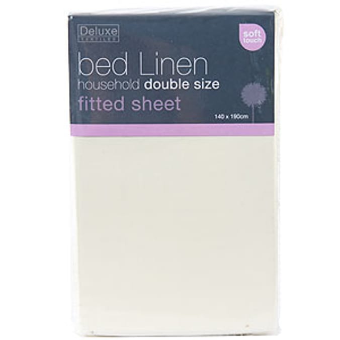 Double Easycare Fitted Sheet Cream Home Bargains