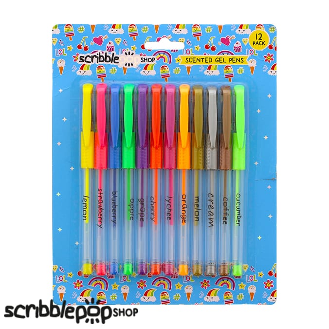 Scribble Pop Scented Gel Pens (12 Pack) Home Bargains