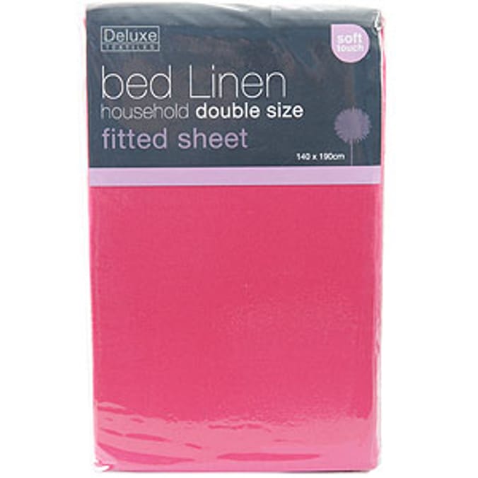 Double Easycare Fitted Sheet Cerise Home Bargains