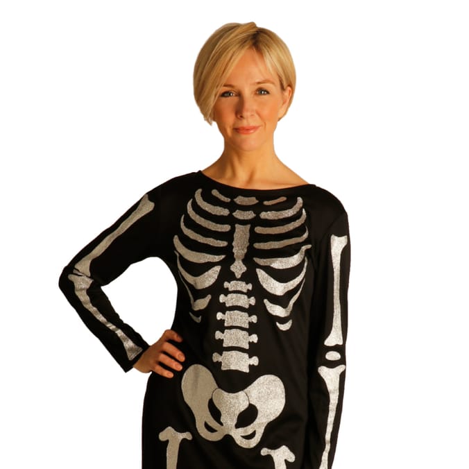 Hallow Scream Ladies Skeleton Costume new feminine scary costume fancy dress party fancy dress halloween costumes hallowen Home Bargains