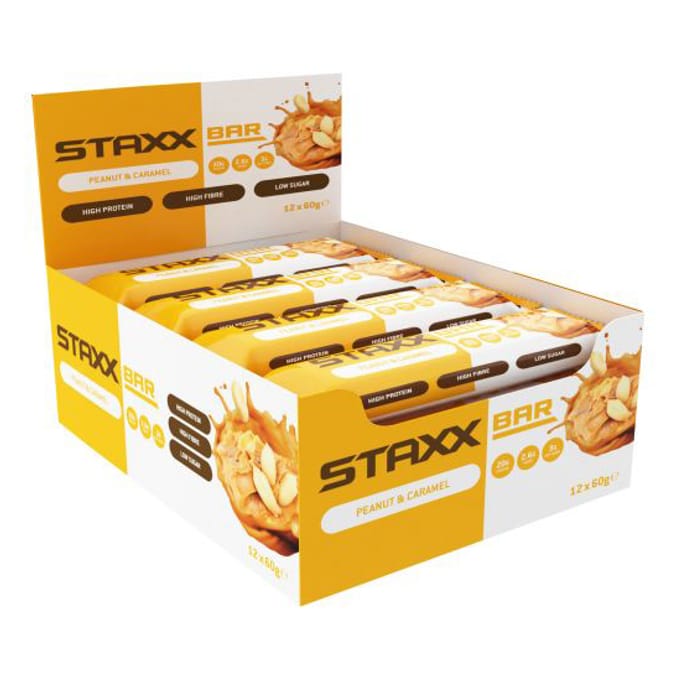 STAXX Protein Bar Peanut & Caramel (12 x 60g Bars) protein bar low