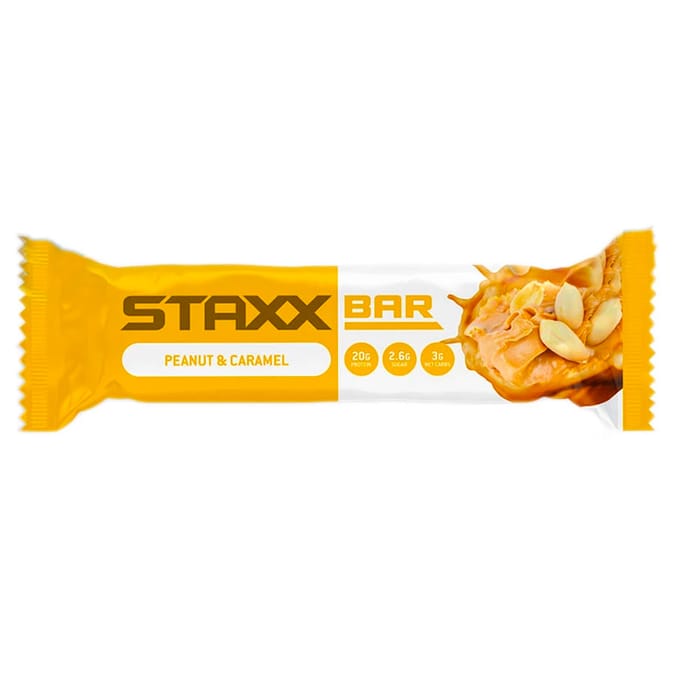 STAXX Protein Bar Peanut & Caramel (12 x 60g Bars) protein bar low