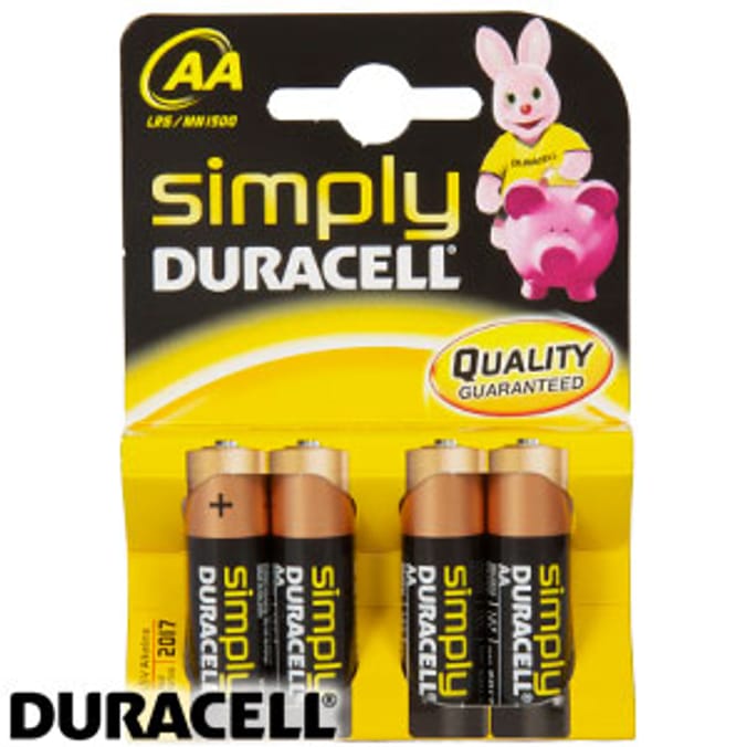Simply Duracell AA Batteries 4 Pack Home Bargains