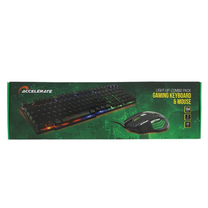 Accelerate Lightup Combo Pack Gaming Keyboard & Mouse Home Bargains
