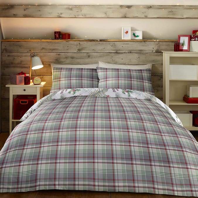 Christmas Winter Foliage Brushed Cotton Duvet Set, duvet sets, bedding