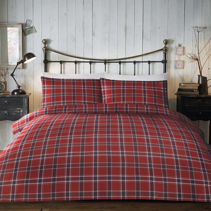 Christmas Tartan Brushed Cotton Duvet Set duvet linen sheets bedding