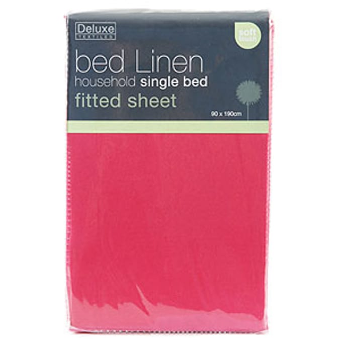 Single Easycare Fitted Sheet Cerise Home Bargains