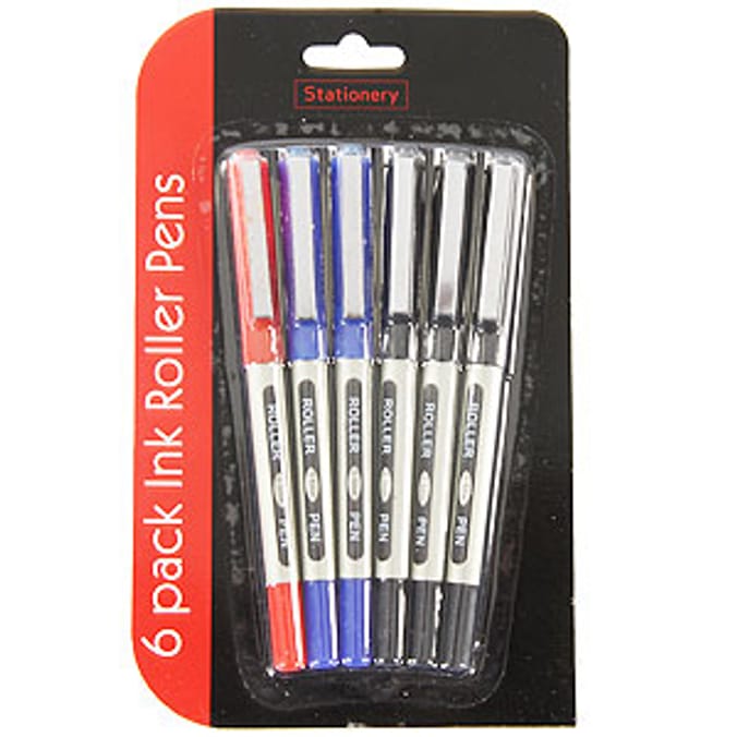 Stationery 6pk Ink Roller Pens