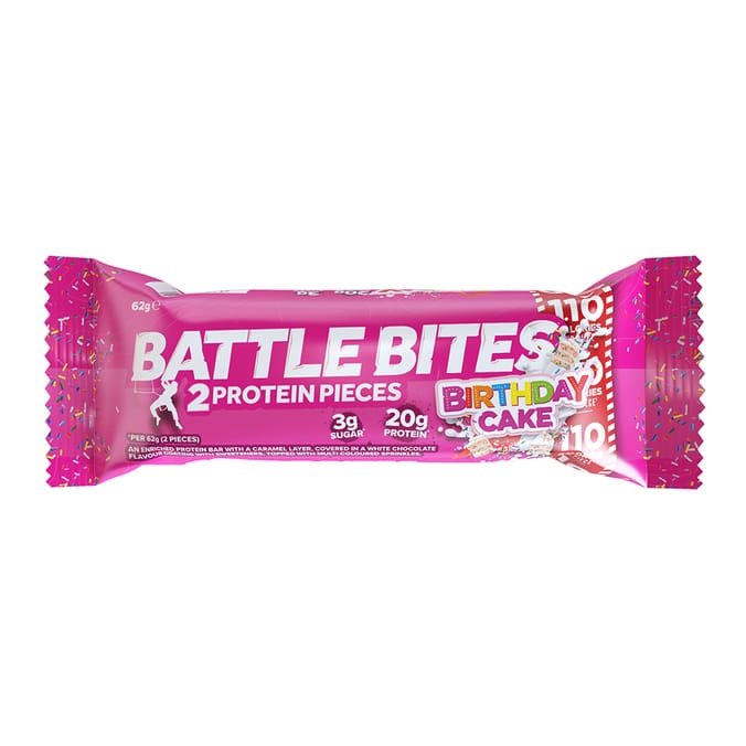 Battle Bites High Protein Bar 62g Birthday Cake (Case Of 12) whey