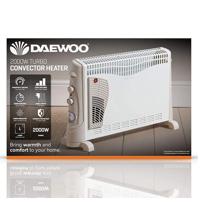 Daewoo 2000W Turbo Convector Heater Home Bargains