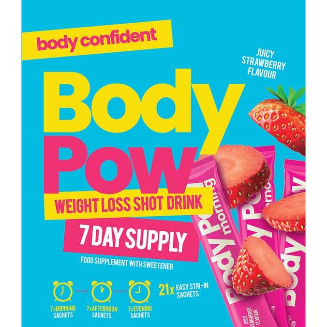 Body Pow Weight Loss Shot Drink 7 Day Supply Juicy Strawberry Flavour