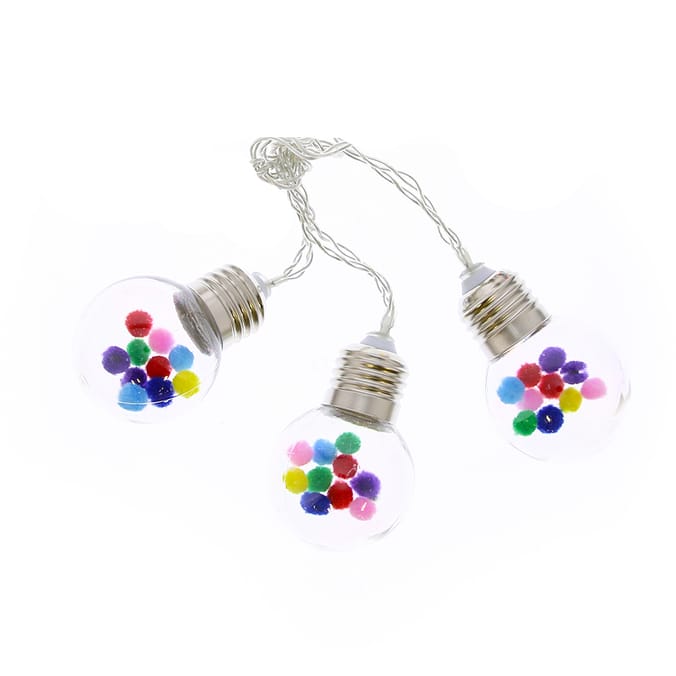 10 LED Pom Pom Ball String Lights, lighting, battery operated lights