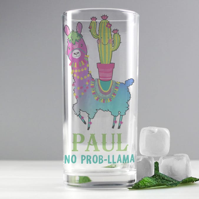 Personalised Llama Hi Ball Glass, valentines day, valentine's day gifts